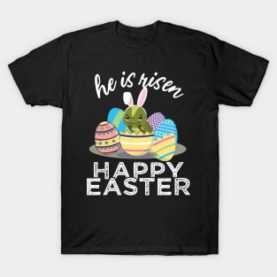 Cute Iguana Lizard Bunny Ears Easter Egg Hunt Risen Bible T-Shirt